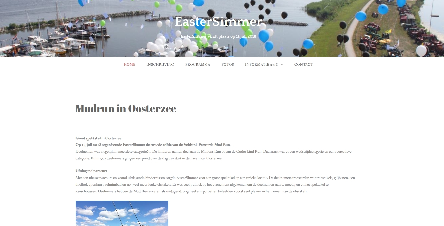 De website voor eastersimmer mud run.