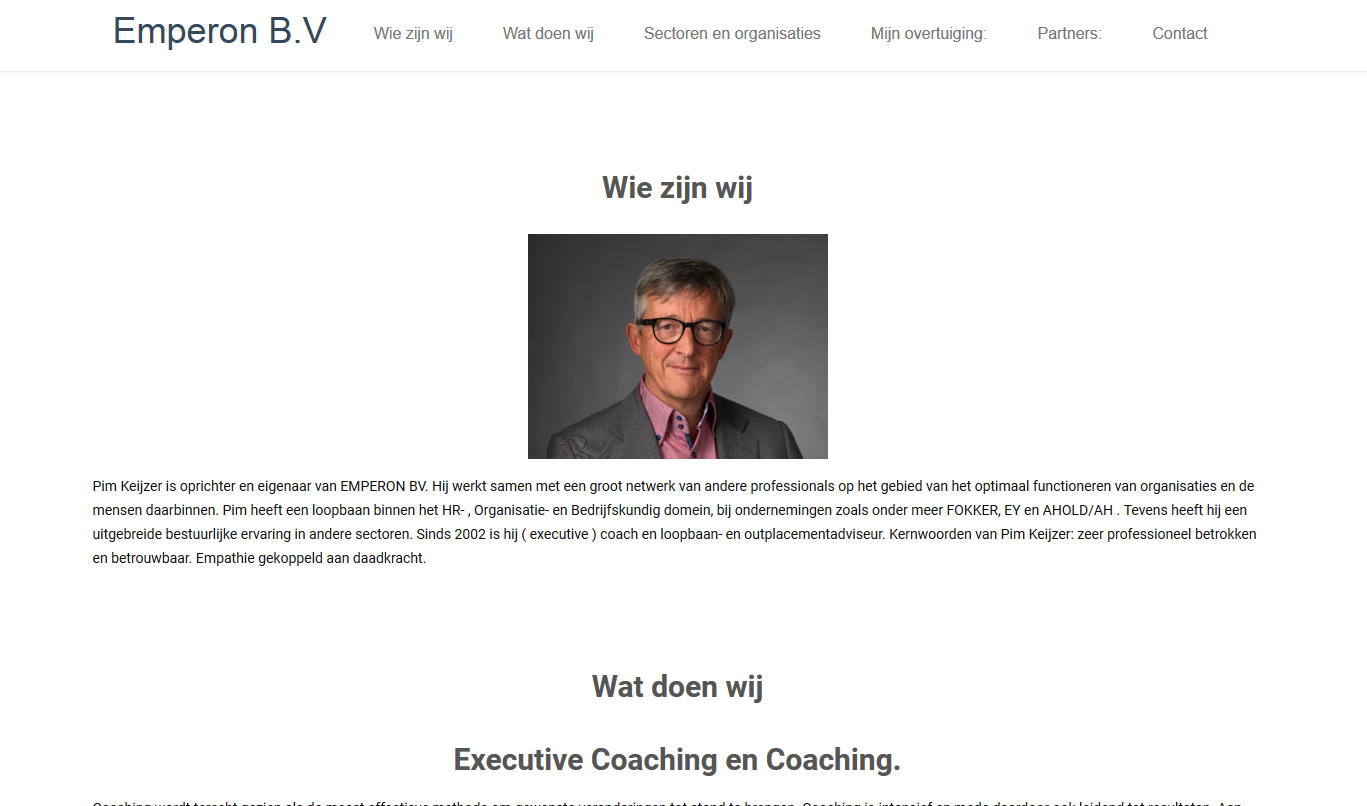 De website voor Emperon B.V.