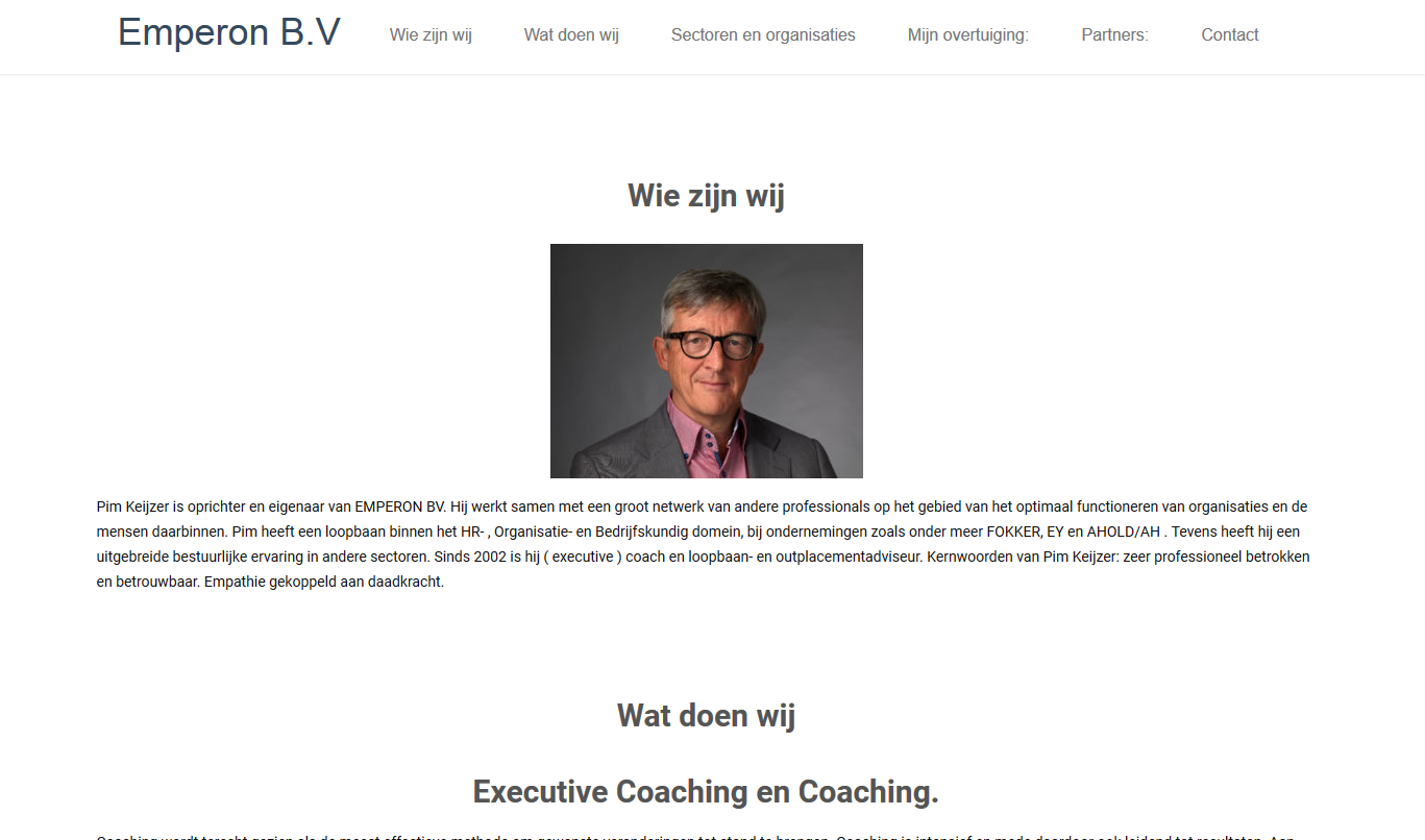 Website van Emperon B.V