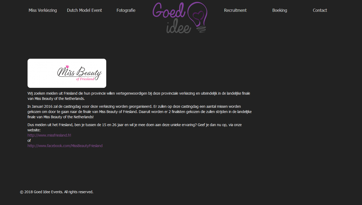 Website van Goed-Idee events versie 1