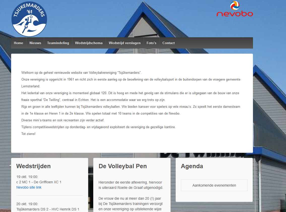 Website voor volleybal vereniging Tsjukemarders